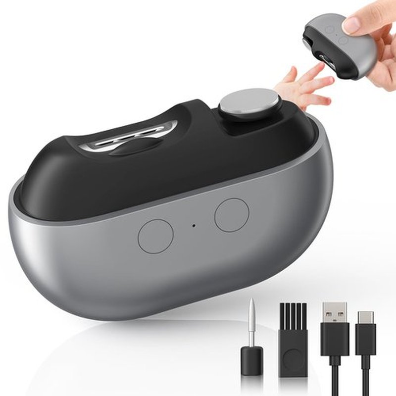 Electric Nail Clipper with USB Charging: Acina 2025 Upgraded Automatic Nail Clippers with Led Light - USB Rechargeable Safety Fingernail Trimmer for Baby Seniors Kids Adults (Black, Large)