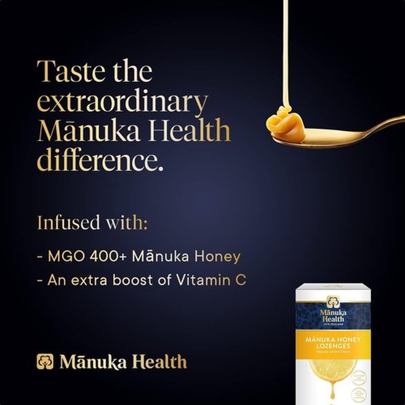 Manuka Health Manuka Honey Lozenges - 15 Lemon-Flavored Lozenges for Immune Support with Vitamin C