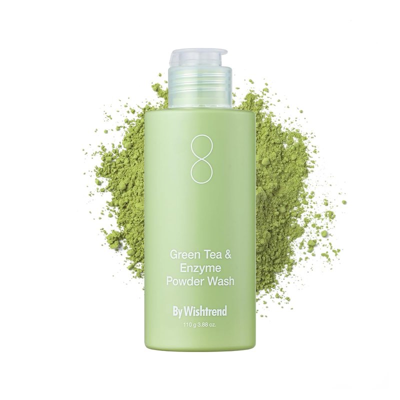 WISHTREND Green Tea & Enzyme Powder Wash - Gentle Facial Cleanser for Sensitive Skin | 110g / 3.88 Oz