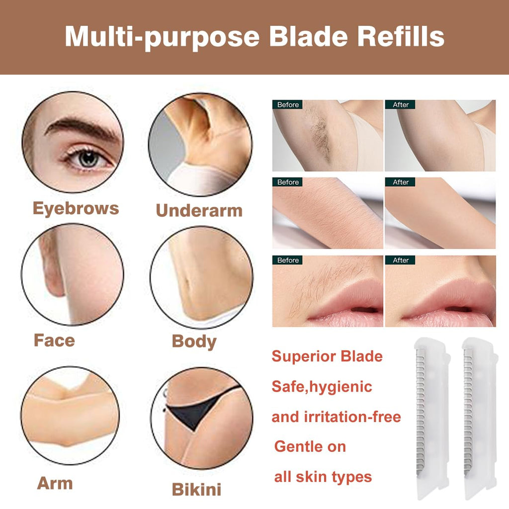18 Pcs Replacement Blades for Finishing Touch Flawless Dermaplane Glo Sonic Vibrating Facial Exfoliator, Replacement Heads Only Specific for Flawless Vibrating Dermaplane Razor