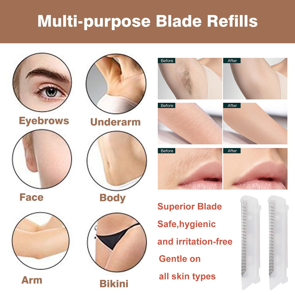 18 Pcs Replacement Blades for Finishing Touch Flawless Dermaplane Glo Sonic Vibrating Facial Exfoliator, Replacement Heads Only Specific for Flawless Vibrating Dermaplane Razor