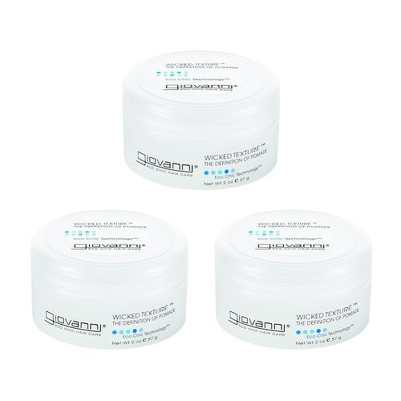 GIOVANNI Wicked Texture Pomade - Shape & Smooth Hair, Water-Based, Vegan, Paraben-Free | 2 oz (Pack of 3)