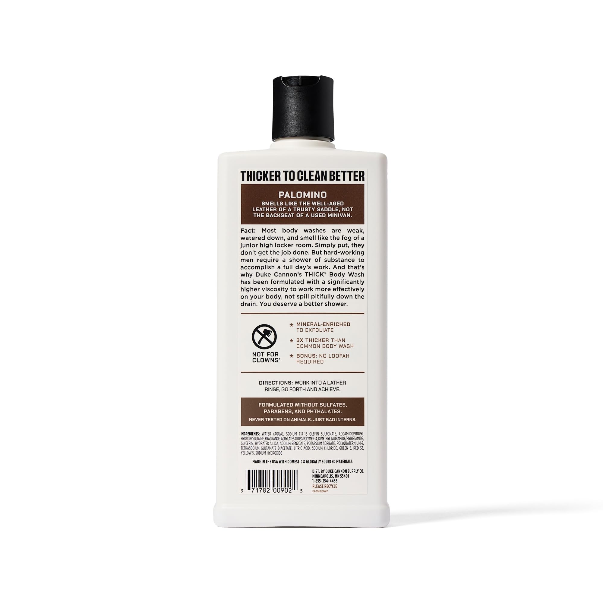Duke Cannon Supply Co. Thick High Viscosity Body Wash – 3X Thicker, Cleansing Shower and Bath Gel, Mineral-Enriched for Men – Shower Gel – Men’s Body Scrub – Palomino 3 pack –18 oz