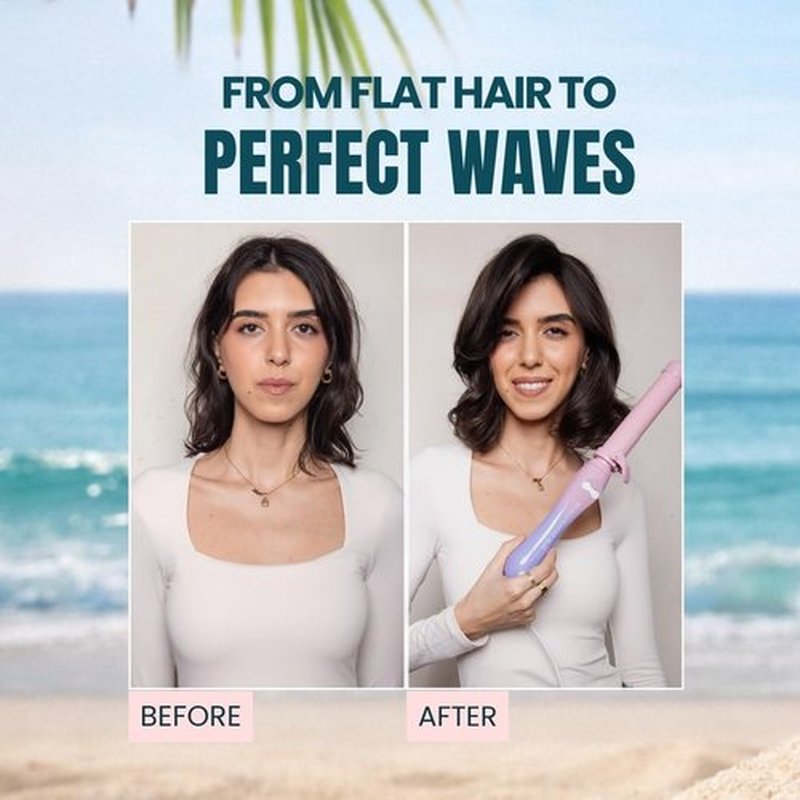 Beachwaver Co. B1.25 Rotating Curling Iron - Pink Sunset | Automatic 1.25-Inch Ceramic Barrel for Medium-to-Long Hair | Travel-Friendly, Auto Shut-Off