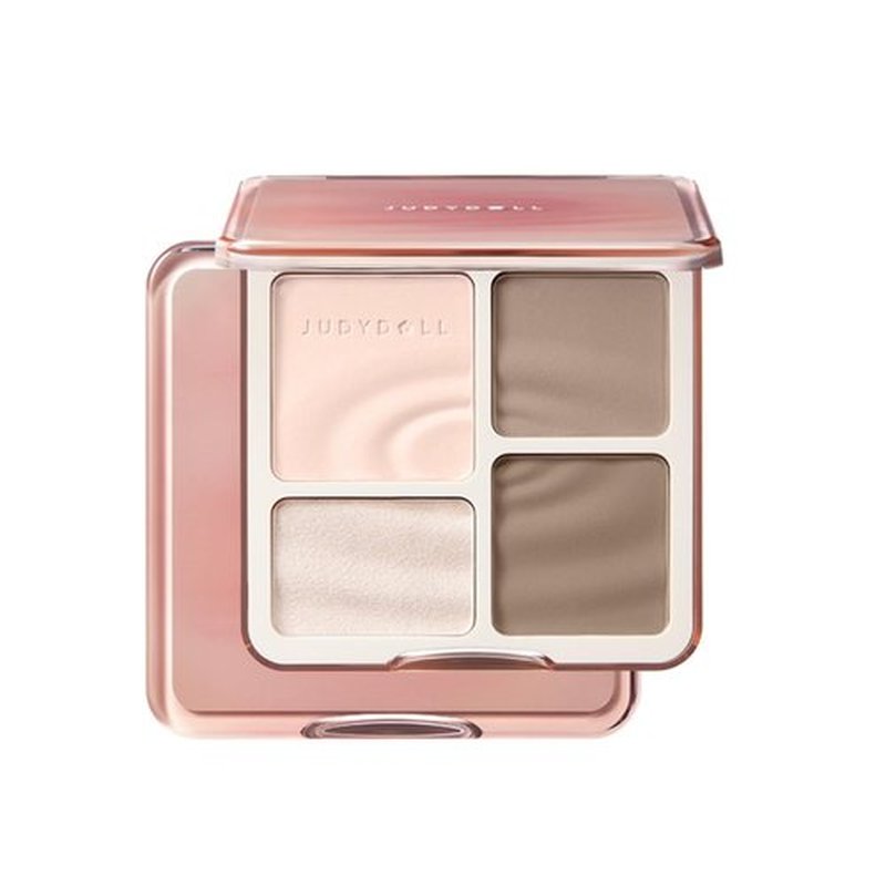 JUDYDOLL Highlight & Contour Palette, All-in-One Matte Highlighter Contour Compact, Natual Finish, Brightening Blendable Face Makeup for Cool Fair and Olive Skin (New Version 01 Wave Shadow Palette)