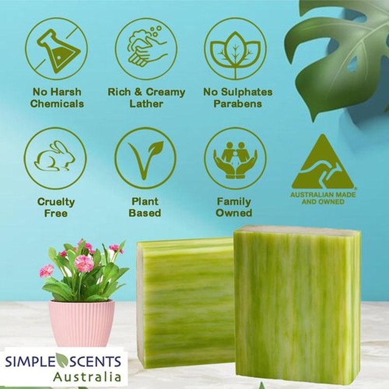 Simple Scents Australia Assorted Floral Scented 6 PCS Natural Soap Bars, 3.5oz Each Moisturizing Triple Milled Australian Soap Bars Enriched with Shea Butter, Pure Plant Oil Body & Bath Soaps