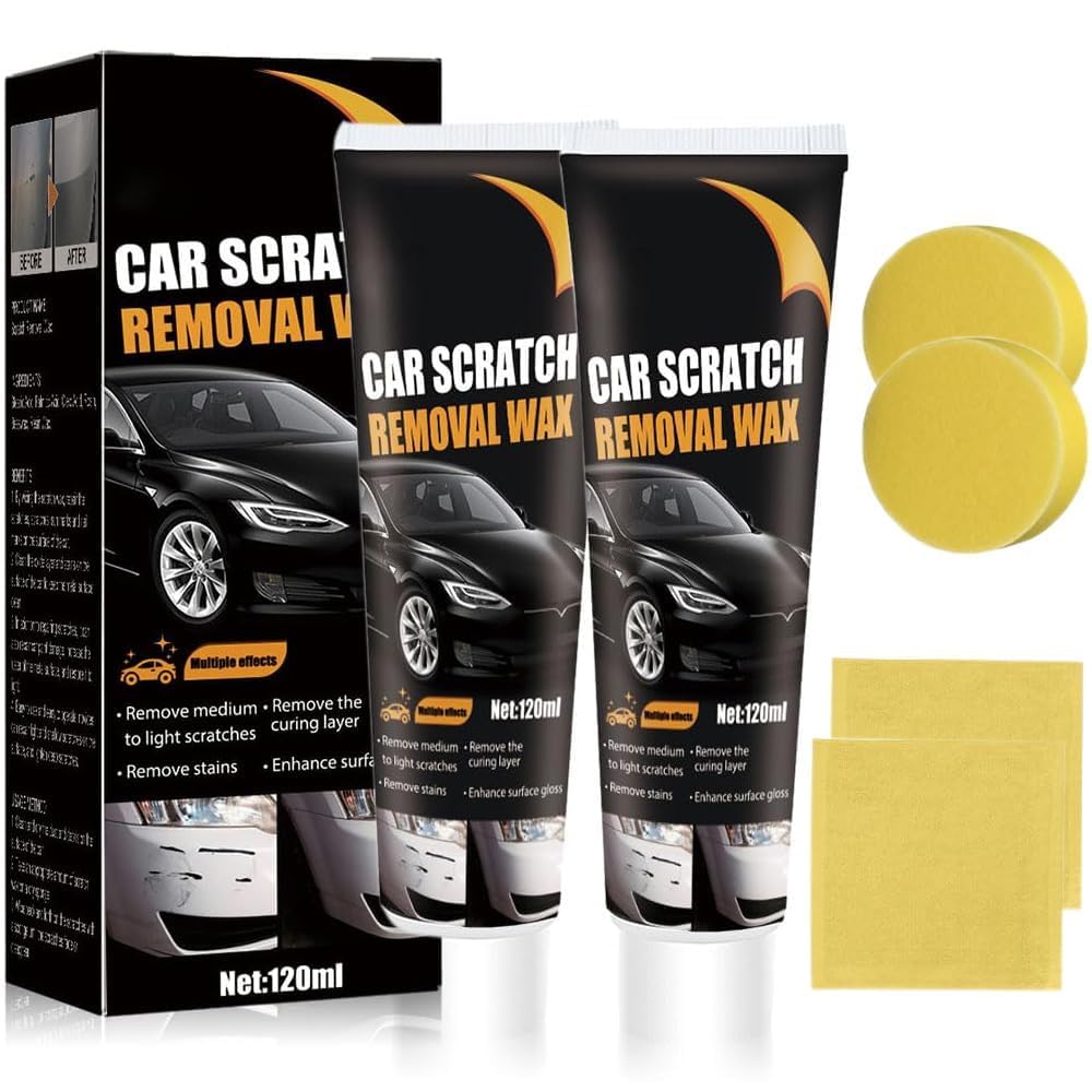 2PCS Scratch Remover for Vehicles, 2026 New Car Scratch Removal Wax, Car Scratch Repair Paste Car Scratch Remover Kit, Cars Paint Scratchs Repair Kit with Wipe Sponge