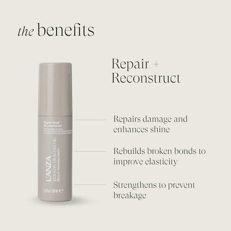 L'ANZA Rapid Bond Reconstructor - Keratin Healing Oil Treatment for Damaged & Dry Hair | Vegan Split End Repair Serum (3.1 Fl Oz)