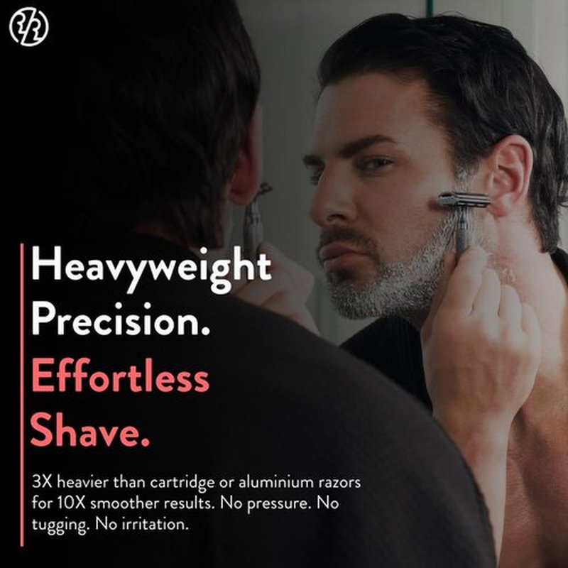 Rockwell Razors 6C Gunmetal Chrome Safety Razor - 6 Adjustable Settings & 5 Recyclable Blades | Eco-Friendly Shaving for All