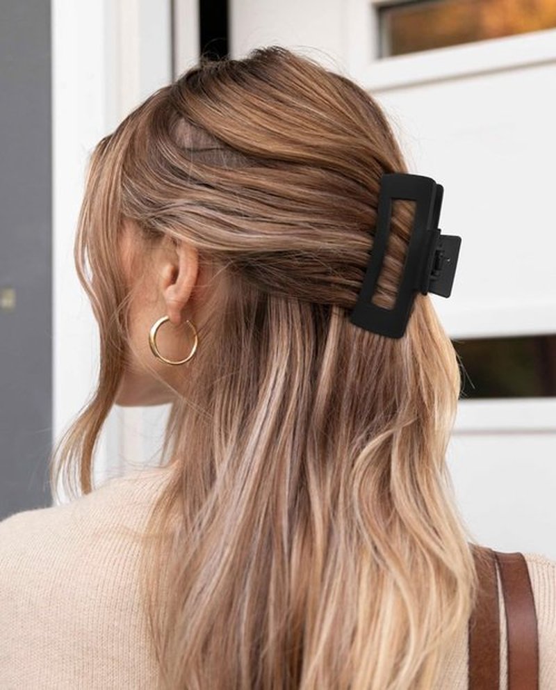Hair Clips for Women - 4 Inch Large Claw Clips for Thin Thick Long Curly Hair, Strong Hold Big Square Jaw Clip Fashion Accessories for Women, 3 Pack Black Claw Clip