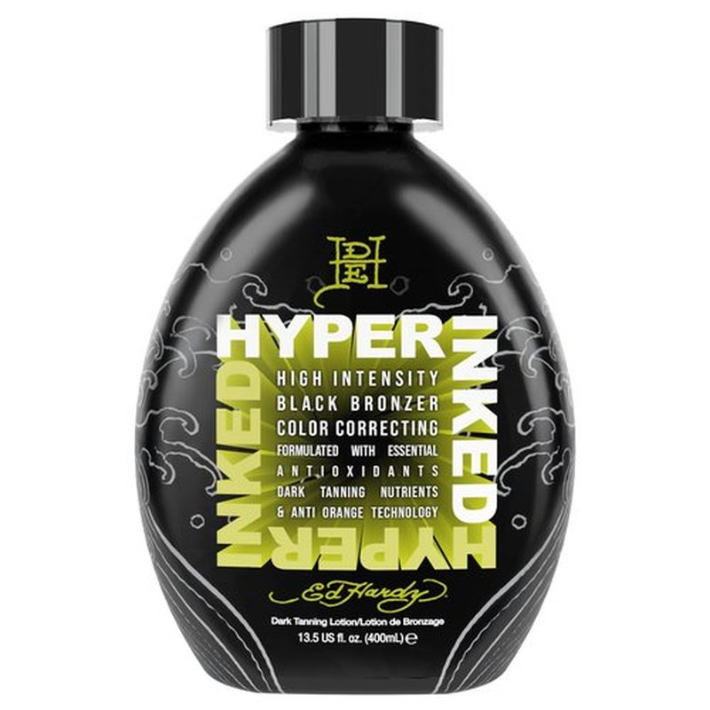 Ed Hardy Tanning Hyper Inked - High Intensity Color Correcting Skin Firming Anti-Aging Black Bronzer Dark Tanning Lotion