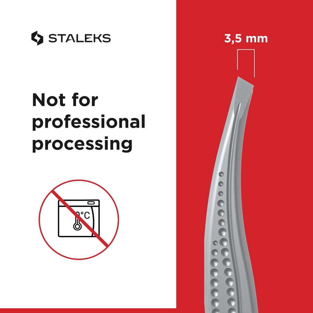 STALEKS CLASSIC 12 Type 3 Eyebrow Tweezers – Wide Beveled Stainless Steel with Ergonomic Notches for Thick Brows & Comfortable Home Use