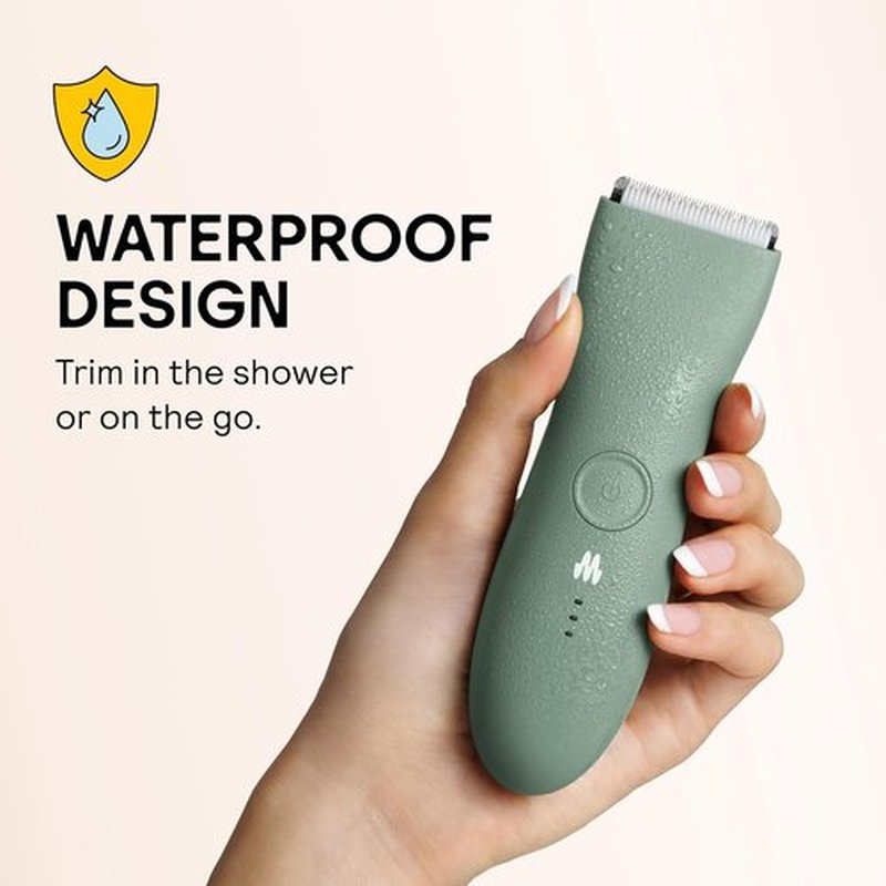 MERIDIAN Body Hair Trimmer - Waterproof Electric Shaver for Men | Rechargeable for Pubic, Chest, Legs & Bikini - Sage