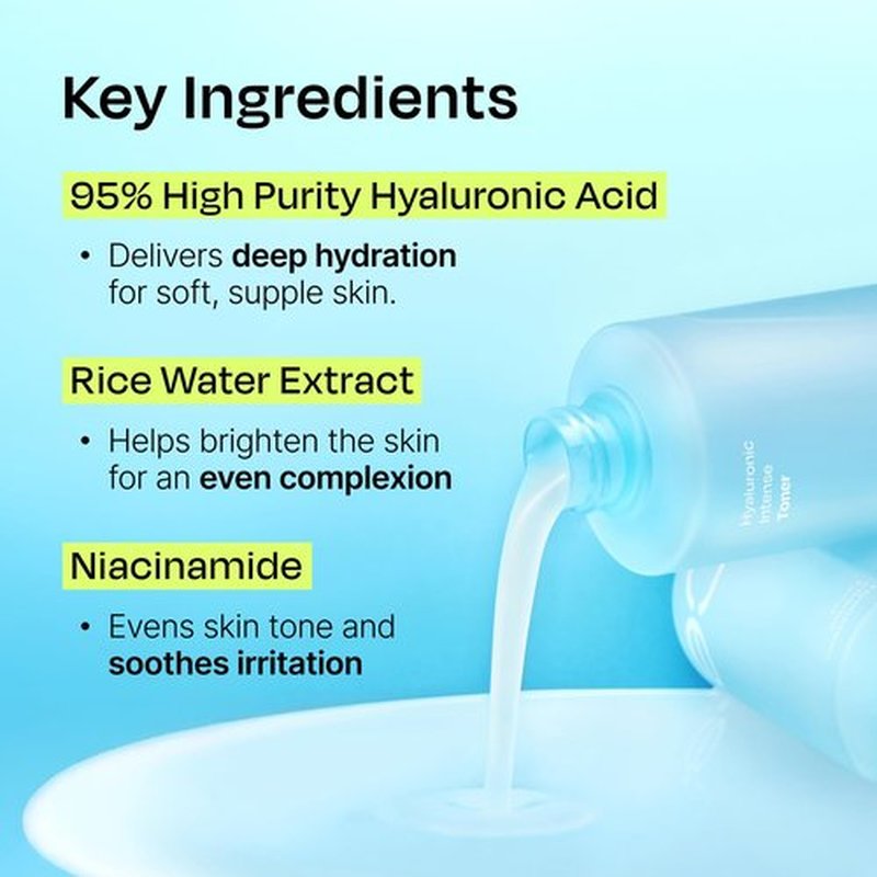 Celladix Hyaluronic Intense Toner – 95% Pure Hyaluronic Acid with Rice Extract & Niacinamide for 100 Hours of Hydration & Radiant Glass-Skin Glow – Korean Skincare, 10.14 Fl Oz