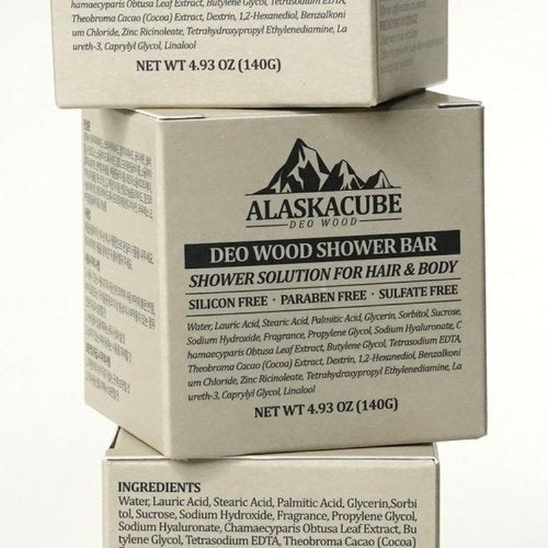Alaskacube Deo Wood Shower Bath Soap Bar Luxurious Sandalwood Woody Scent Eliminates Body Odor Long Lasting Rich Foam | Body Wash, Shampoo, Deodorant for Men Women Luxury Perfumed Perfect for Gift