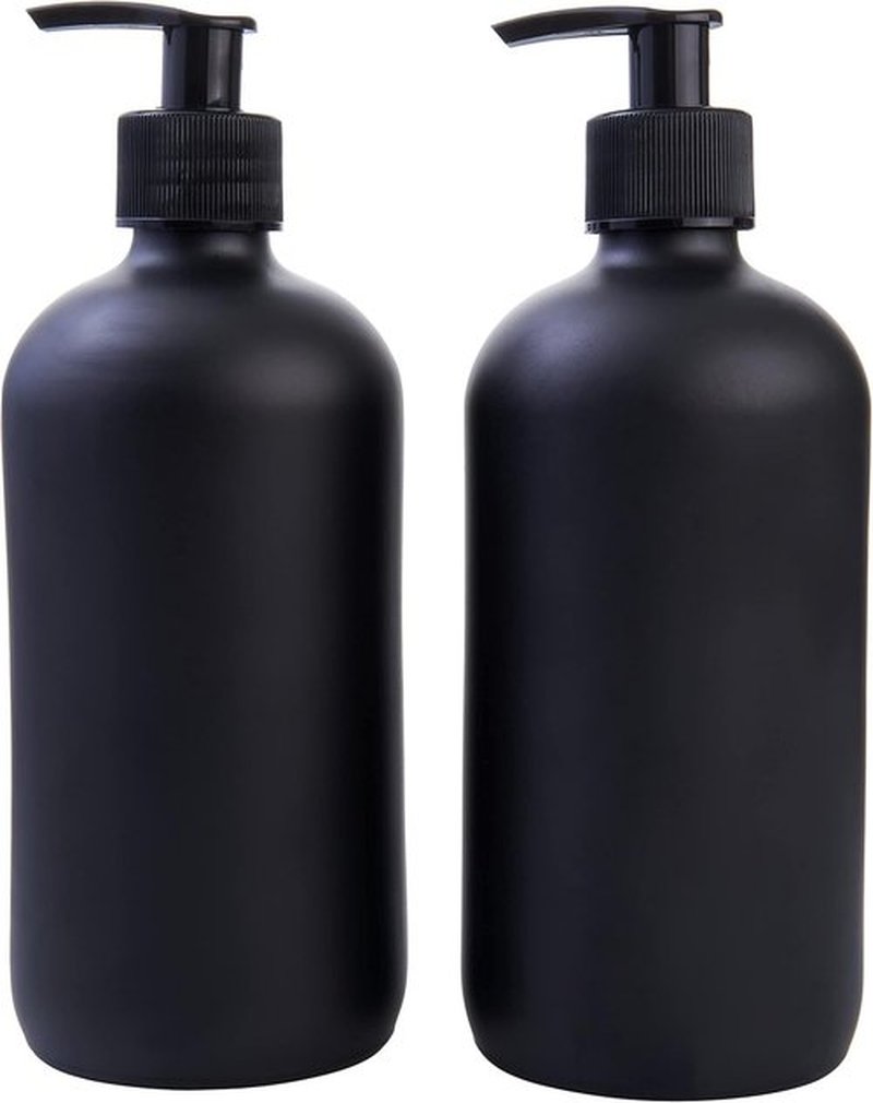 Boston Round Glass Bottles - 16oz Reusable Spray & Soap Dispenser Set of 2 | Ideal for Cleaning