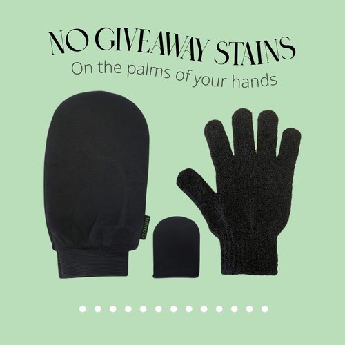Skinerals Self Tanning Mitt Set - 3-Piece Applicator Kit with Exfoliator Glove & Face Pad for Streak-Free Tan