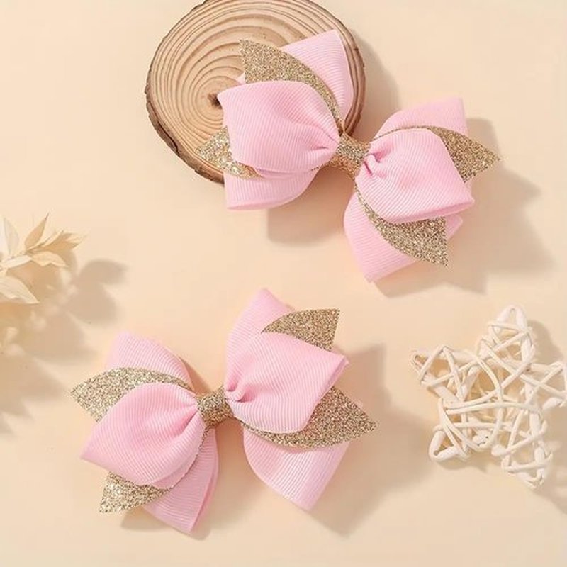 12pcs 4 Inch Hair Bows for Girls - Christmas Hair Clips with Alligator Clip, Glitter & Sparkly Ribbon Bows - Barrettes & Hairpins for Teens, Toddler, Kids