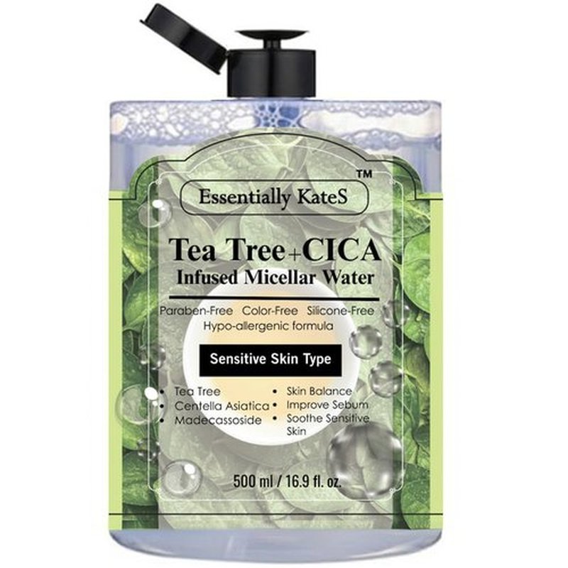 KateS Micellar Cleansing Water - Hydrating Makeup Remover with Hyaluronic Acid & Tea Tree | 16.9 Fl Oz for Sensitive Skin
