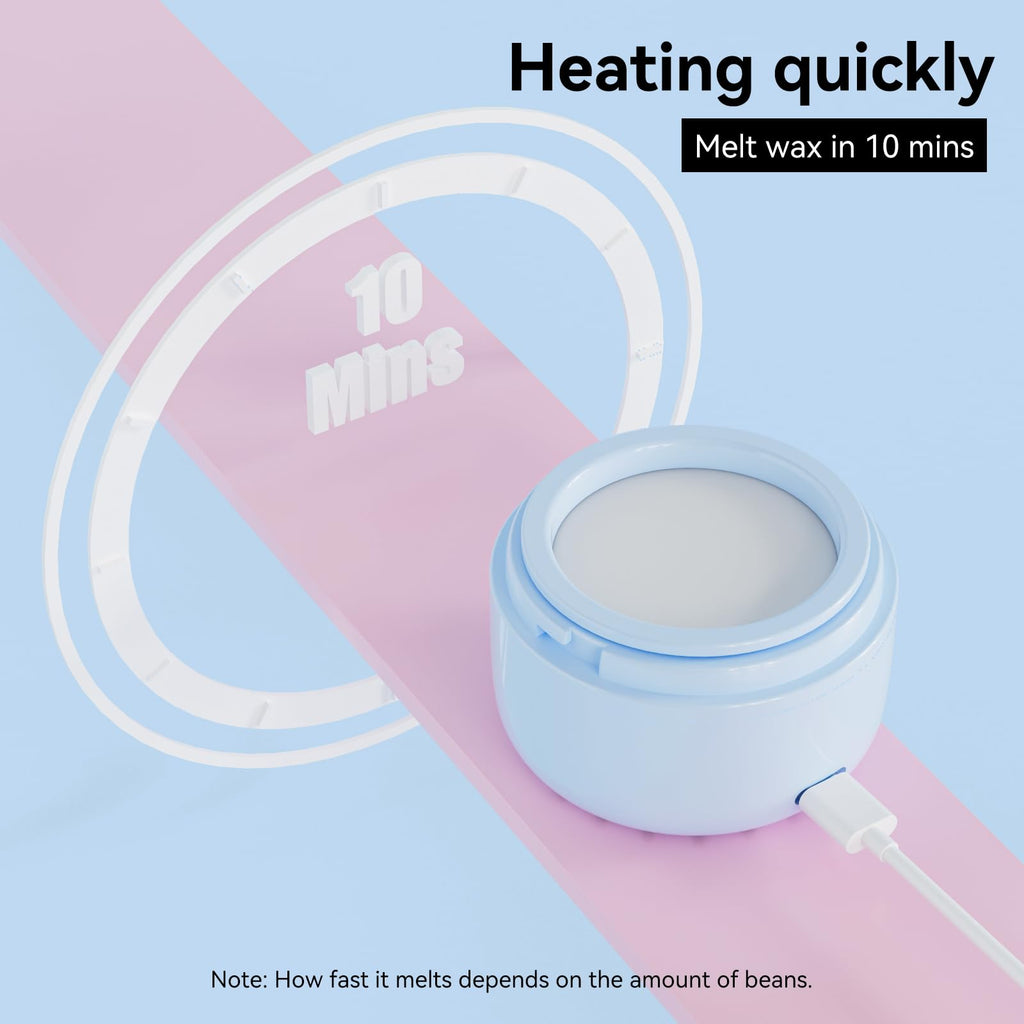 Rosepil Nose Ear Eyebrow Upper Lip Waxing Kit for Men & Women - 50g Wax, 6 Sticks, 6 Nose Applicators, Portable Wax Warmer with Smart Temp Control & Red/Green Light Guidance, Multi-Use Home & Travel