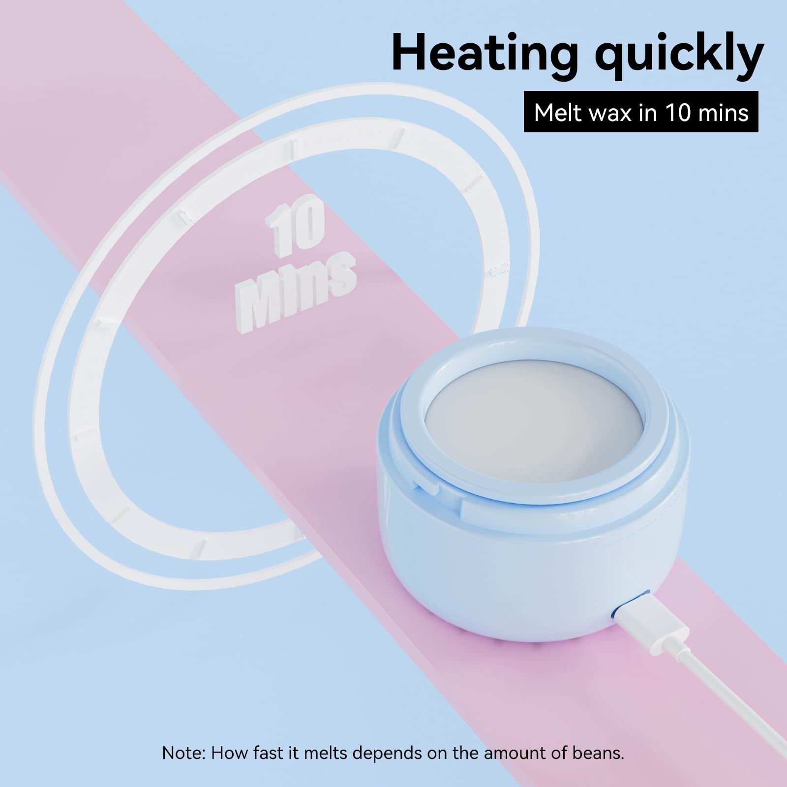 Rosepil Nose Ear Eyebrow Upper Lip Waxing Kit for Men & Women - 50g Wax, 6 Sticks, 6 Nose Applicators, Portable Wax Warmer with Smart Temp Control & Red/Green Light Guidance, Multi-Use Home & Travel