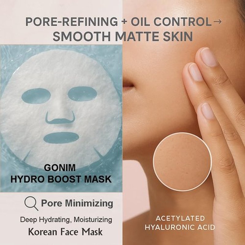 GONIM Hydrating Face Mask - Korean Skincare with Hyaluronic Acid & Vitamin C | Anti-Aging, 15 Sheets