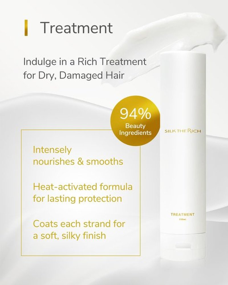 SILK THE RICH Shampoo & Conditioner Set, Hydrating & Moisturizing for Dry, Damaged, Color-Treated Hair, Paraben & Sulfate Free, Clean Hair Shampoo & Conditioner for Women & Men, White (8.5 fl oz Each)
