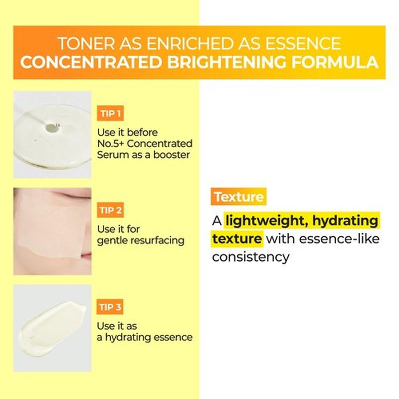 numbuzin No.5 Vitamin Boosting Essential Toner, Radiance-Boosting Vitamin Toner for Uneven & Dull Skin, Glutathione, Vitamin C, Niacinamide, First Step Skincare, 6.76 fl oz (200ml)