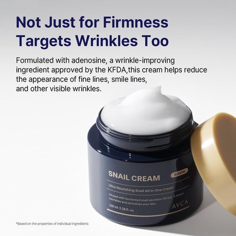 AVCA Snail Mucin Face Cream Moisturizer 100ml(3.38 fl. oz) – Hydrating Anti Aging Korean Skin Care, Helps Improve Elasticity & Fine Lines with HA & Collagen