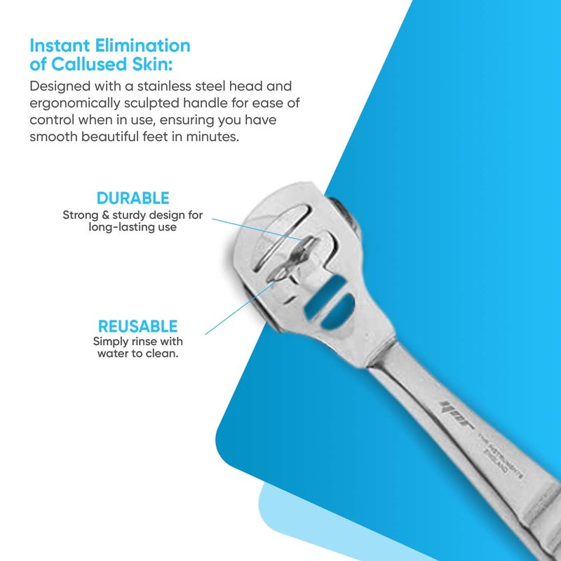 YNR Stainless Steel Foot Scraper & Callus Shaver for Feet, Pedicure Hard Skin Remover Tool with Callus Shaver Blades, Foot File for Callused Feet & Smooth Heels