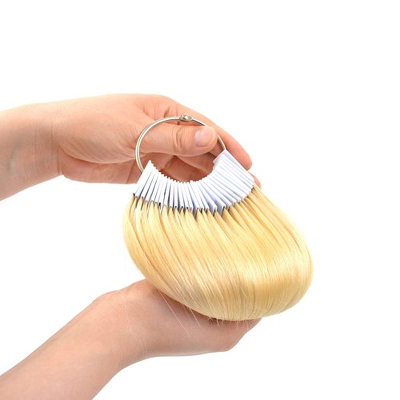 30 Pcs 8" Hair Swatches for Testing Color 100% Real Human Hair Level Swatches for Salon Training (Blonde，613#)