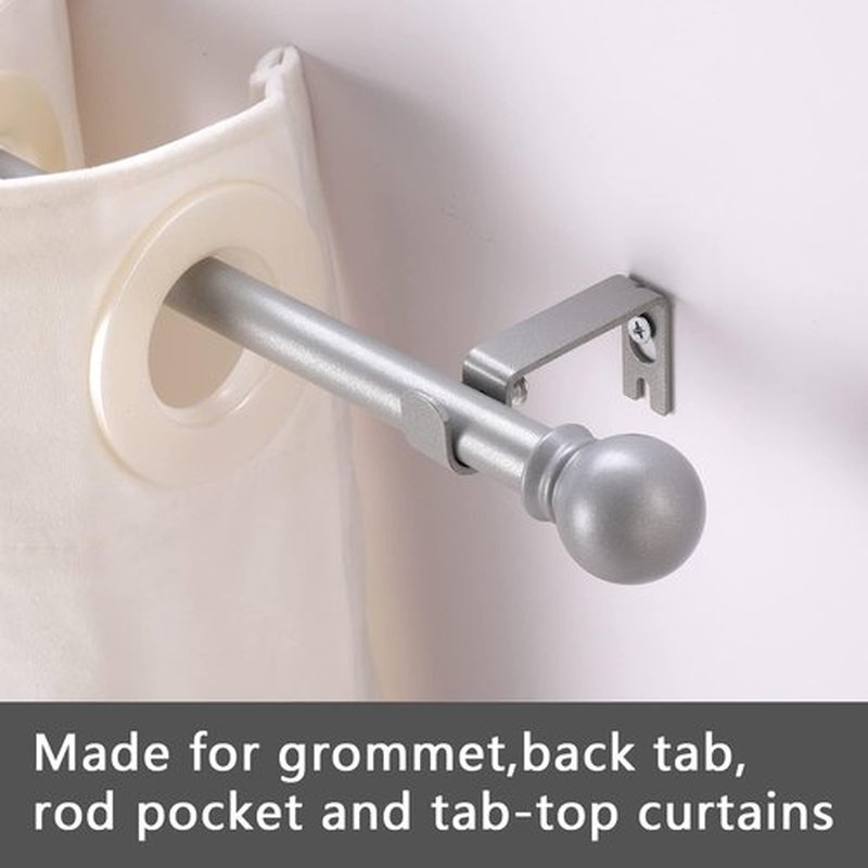 GXOACKJ Silver Curtain Rods - Heavy Duty 5/8 Inch Metal Set for Windows 28 to 78 Inches | 2 Pack