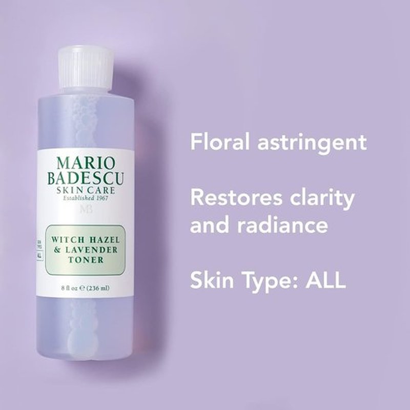 Mario Badescu Witch Hazel Facial Toner - Alcohol-Free, Infused with Lavender & Aloe Vera, 8 Fl Oz