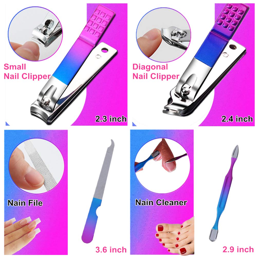 QURIPE 7pcs Manicure Set, Nail Clippers Kit, Stainless Steel Manicure Kit, Nail Clipping Tools Portable Travel Grooming Kit, The Best Gift with Luxurious Case(Multicolor)
