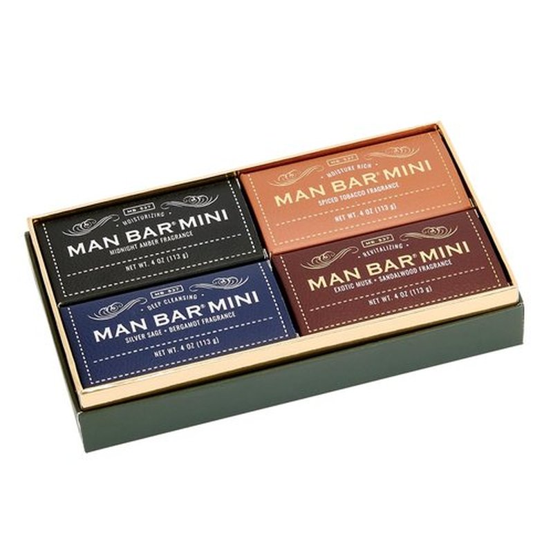 San Francisco Soap Co Man Bar Minis 4-Piece Gift Set - No Harmful Chemicals - Good for all Skin Types - Made in the USA