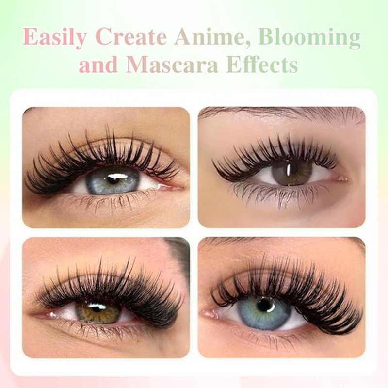 NAGARAKU Bouquet Eyelash Extensions, 5D Flower Spikes Lashes Premade 5D Flora Lash Extension, Matte Black Wispy Volume Eyelashes for Fairy Manga Style Salon Use 12 Rows (0.07 D Curl 8-15mm Mix)