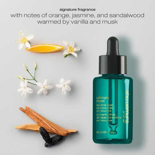 Shu Uemura Art of Hair Ultimate Reset Extreme Repair Oil Concentrate - Lightweight Oil, Seals Split Ends, Amplifies Shine, Repairs extremely Damaged Hair, 1.7 Fl Oz