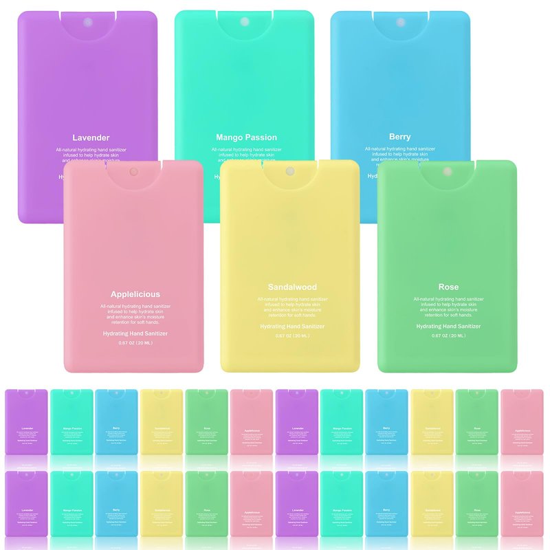 Dansib 24 Pack Hand Sanitizer Spray Bulk Travel Size Hand Sanitizer Employee Coworker Team Teacher Appreciation Gift Mini Pocket Spray Gifts for Women Student School Outdoor(Macaron Colors,Simple)