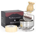 Tonhawness Shaving Brush Kit for Men, 4 in 1 Shaving Brush Set Includes Nylon Shaving Brush, Shaving Soap and Stainless Steel Shaving Bowl & Stand for Men’s Wet Shave Gift