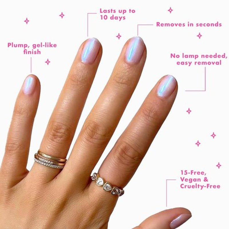 Olive & June Long Lasting Nail Polish - Spring Pastel Pink Goldfish Iridescent | Gel-Like Finish, 10-Day Wear, Vegan & Cruelty-Free