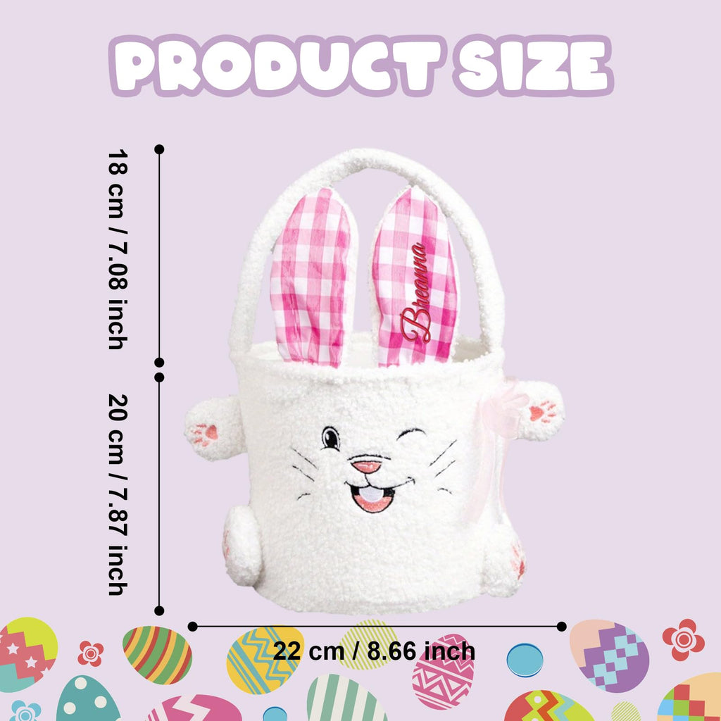 Personalized Easter Bunny Baskets - Custom Easter Basket with Embroidered Name, Fillable Easter Basket for Egg Hunts, Holiday Celebrations & Party Favors