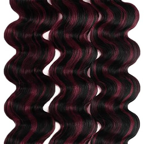 P1B/99J Highlight Burgundy Human Hair Bundles Body Wave 24 24 24 Inch Burgundy Bundles 100g per Bundle 300g Total Color Black mix 99J Brazilian Remy Hair