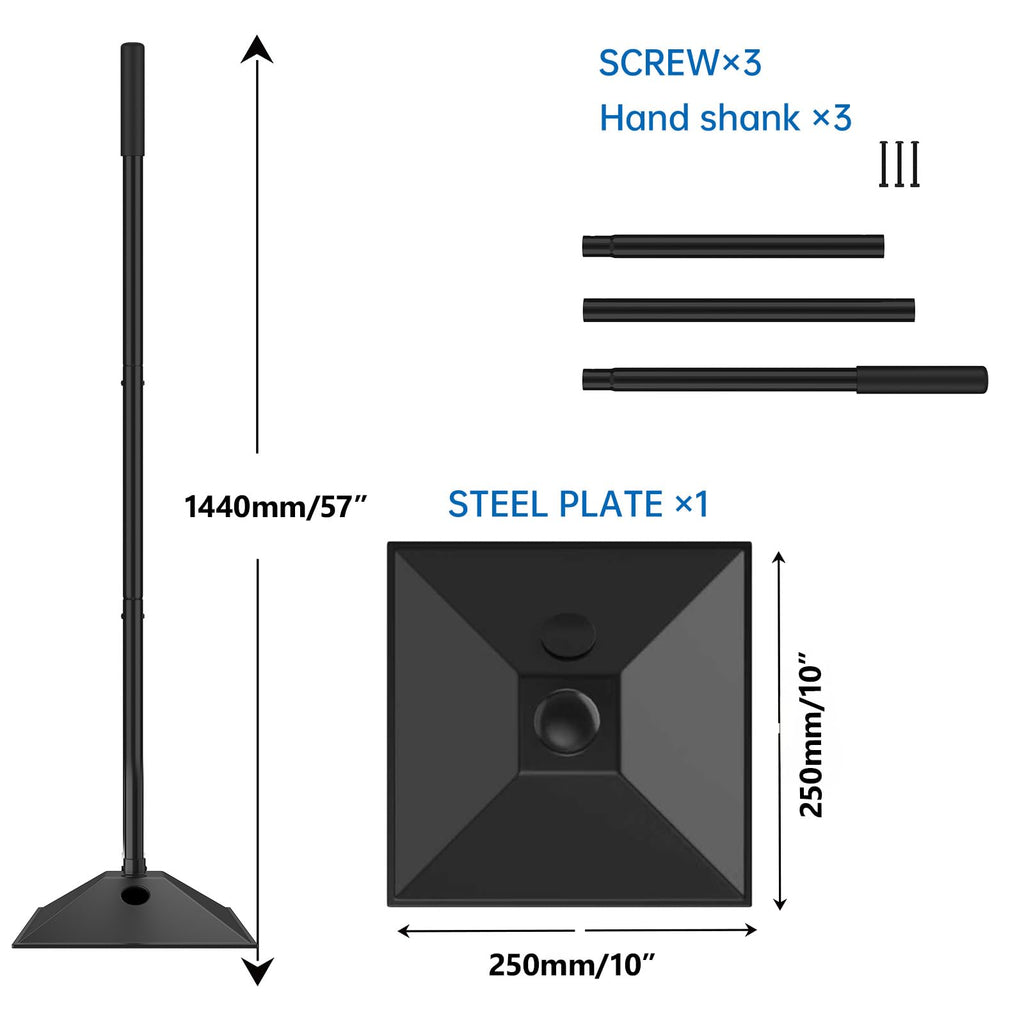 ZXFUTURE New multi purpose steel tamper with water-filled weighting and rubberized handle, 10x10in-57in, 3-section handle for compacting soil gravel asphalt and driveways, garden and landscaping tools