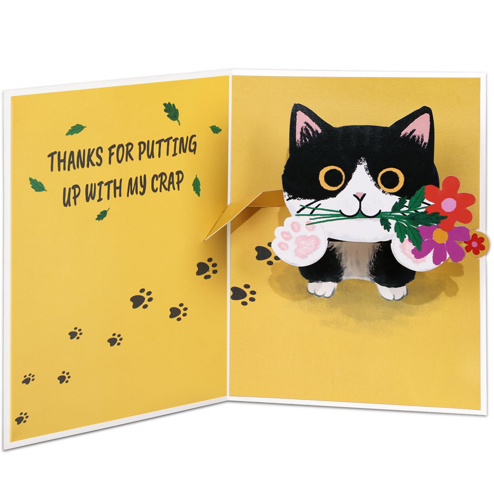 Coralogo Funny Cat Father's Day Pop Up Cards - 3D Card for Cat Dad Mom Husband Grandpa Men Him - Thanks for Putting up with My Crap - Fun Gift for Birthday Mother's Day Thank You from Son Daughter