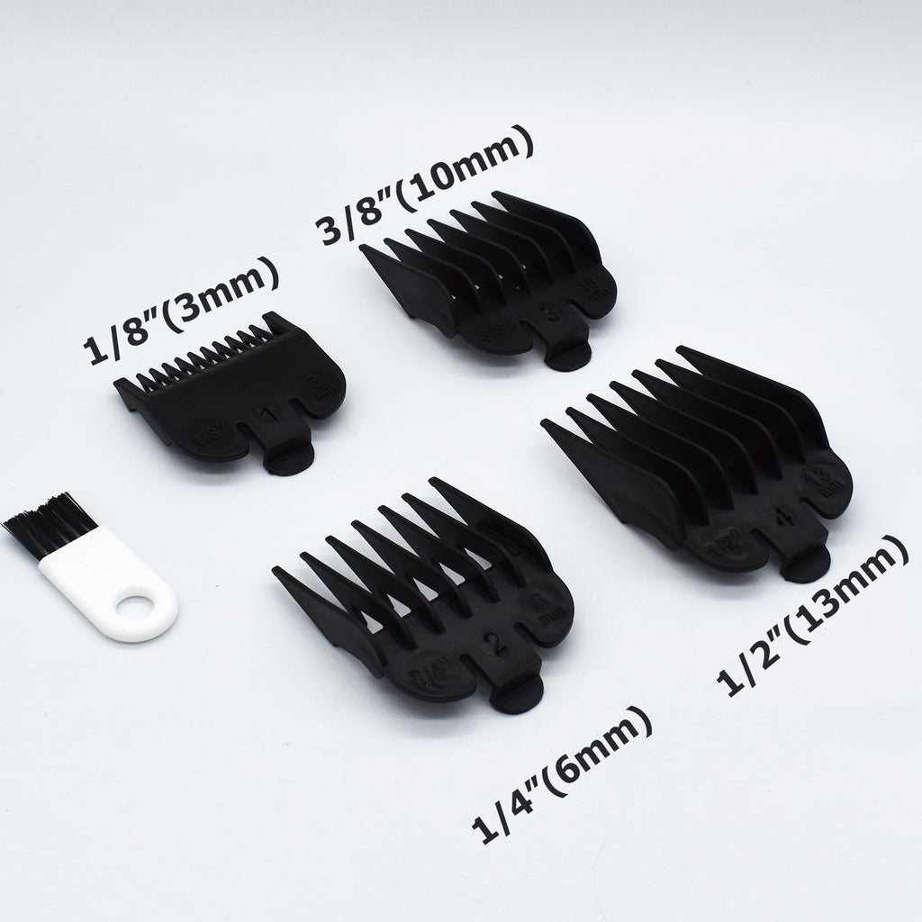 4 Pieces 4 Sizes Black Nylon Professional Hair Clipper Guide Guard Combs #3170-400, 1/8", 1/4", 3/8", 1/2" Compatible with Wahl Standard Full Sized 5 Star Series Magic Clip Hair Clipper Models (Black)