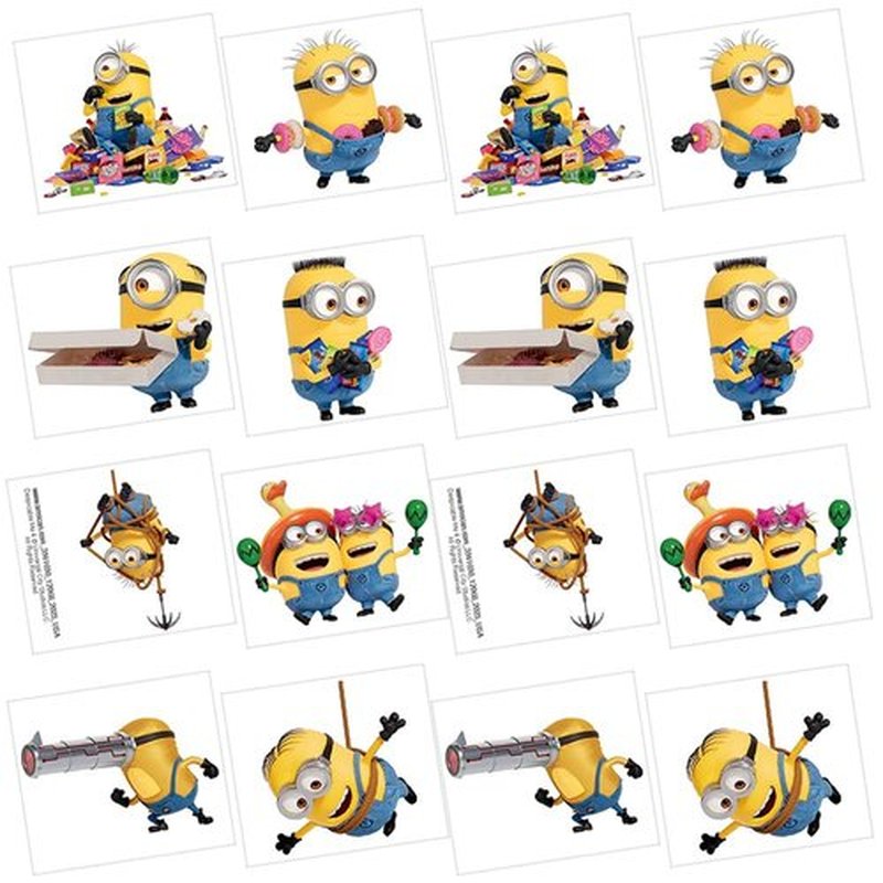 Colorful Despicable Me Temporary Tattoos - 2" x 1.75" (24 Count) - Fun & Easy to Apply Cartoon Character Designs - Perfect for Kids' Parties or Everyday Wear