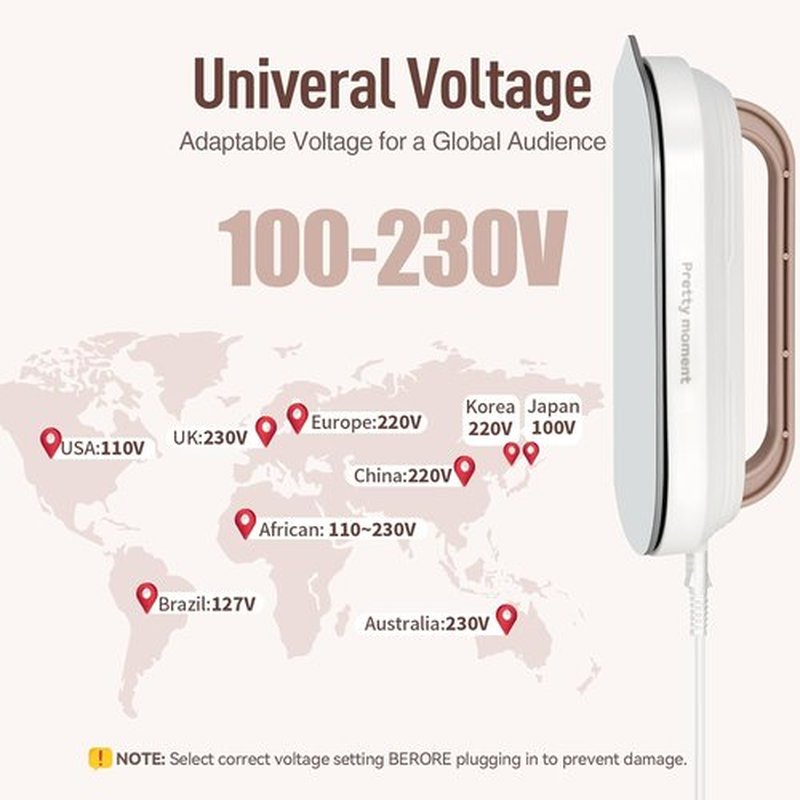 Skiennix Mini Travel Iron - Portable 100-230V Dry Iron with Non-Stick Soleplate | Ultra-Lightweight for Sewing & Quilting