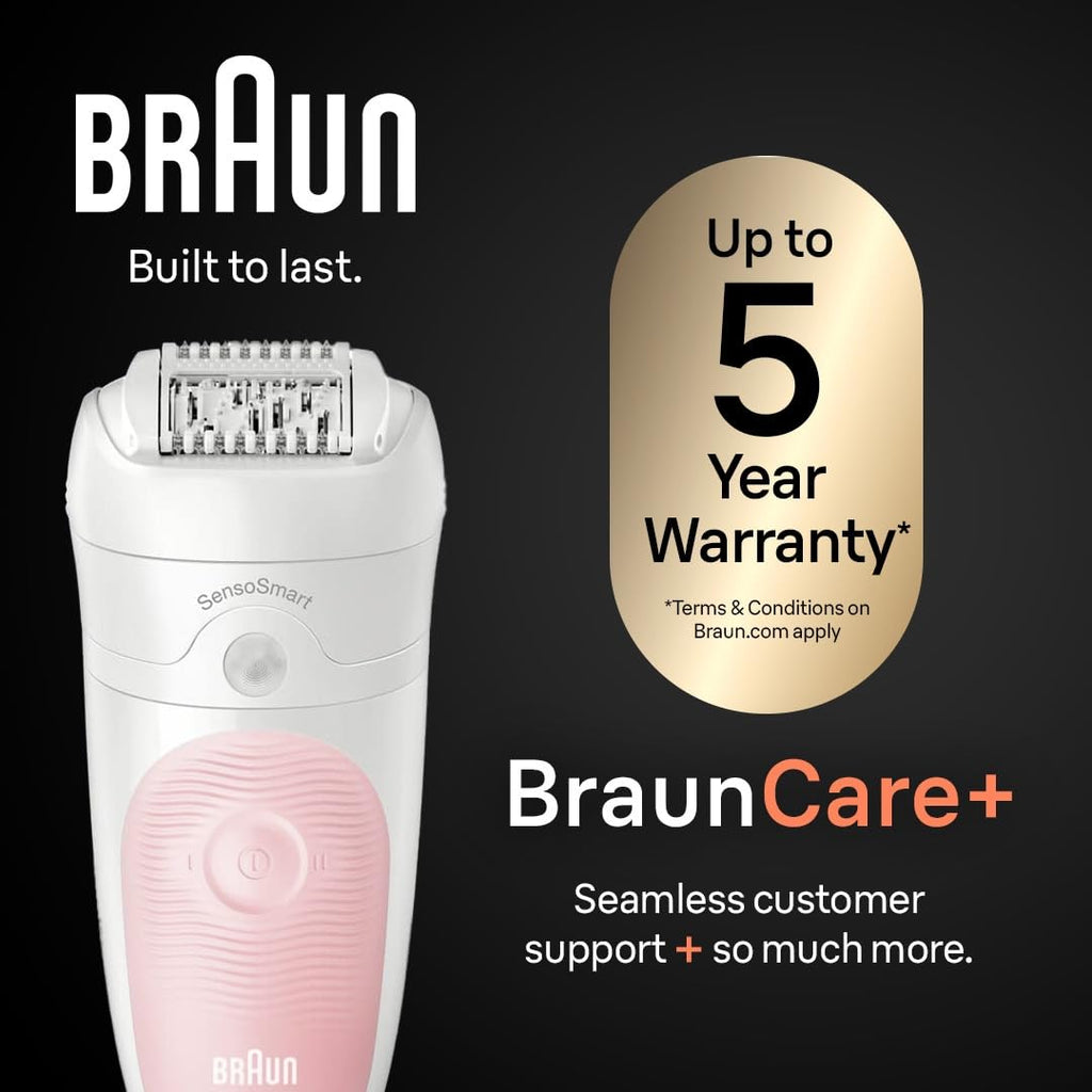 Braun Silk-épil 5 Epilator, Hair Removal Device, Women Shaver & Trimmer, Wet and Dry, Includes Shaver Head and Trimmer Comb, SE5-041, Grey