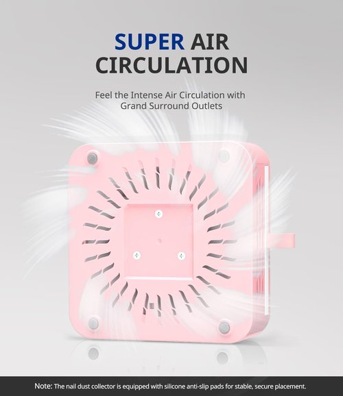 AIRSEE Powerful Nail Dust Collector Nail Tech, Upgraded 4200RPM Vacuum Fan Dust Extractor for Acrylic Nail Polishing and Manicure in Salon & Home, ND503