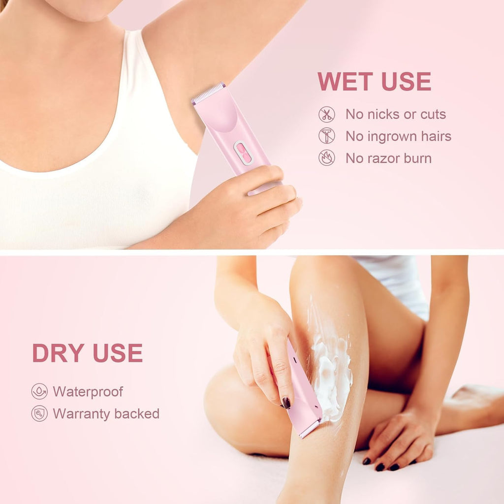 CheckSimple 2025 New Bikini Trimmer for Women,Dermave Bikini Shaver,2-in-1 Electric Razors for Women(Pink)
